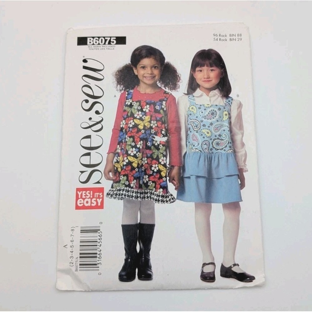 Butterick Girls Jumper Sewing Pattern Sizes 2-8 Uncut B6075 2014